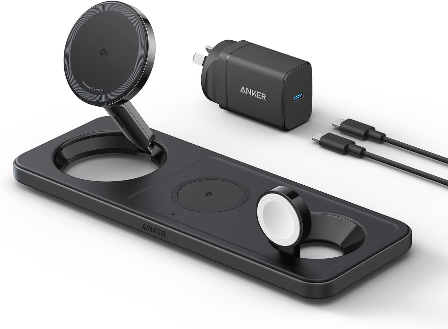Anker MagGo 3 in 1 Wireless Charging Pad with Qi2 Black Anker MagGo 3 in 1 Wireless Charging Pad with Qi2 Black